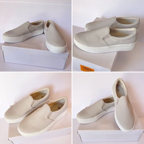 NWB Womens Loafers Size 6.5 Gray Perforated Slip On Casual Flat Shoes - Picture 13 of 16